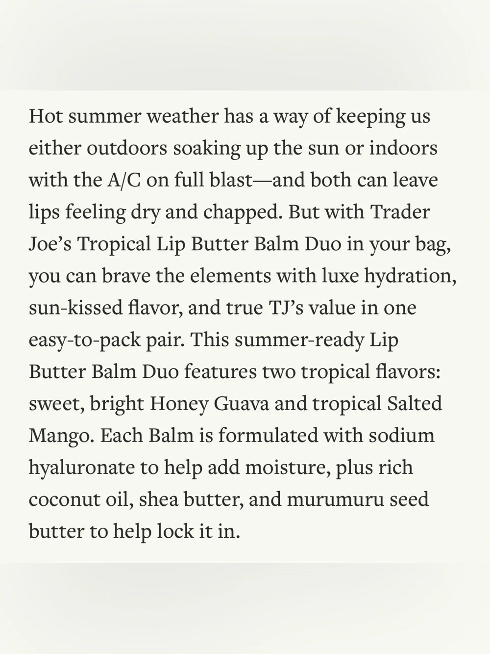 Trader Joe’s Tropical Duo Guava Honey & Salted Mango Lip Butter Balm NEW